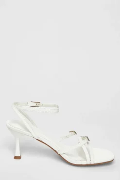 Quiz Buckle Strap Heels White Hot