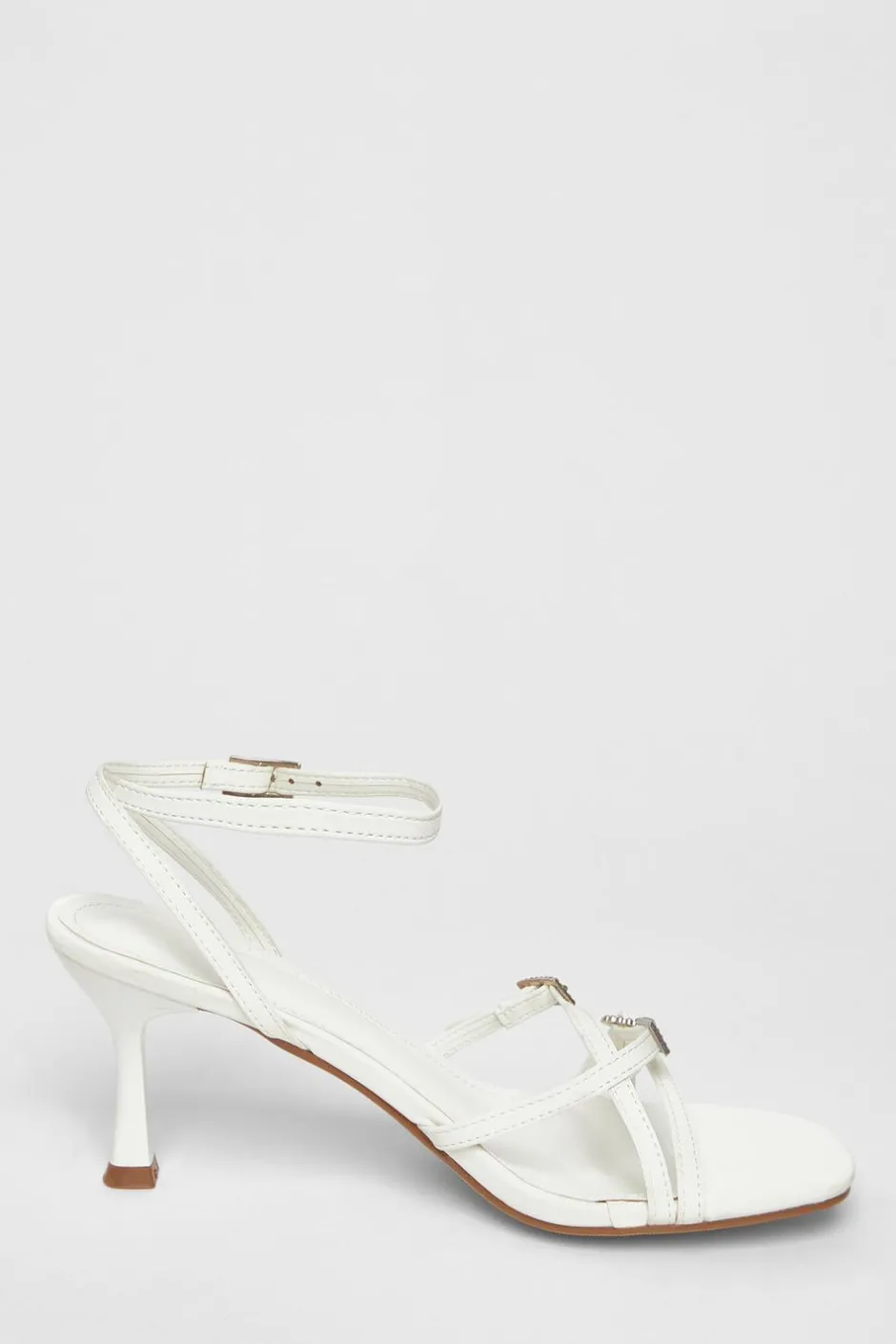 Quiz Buckle Strap Heels White Hot