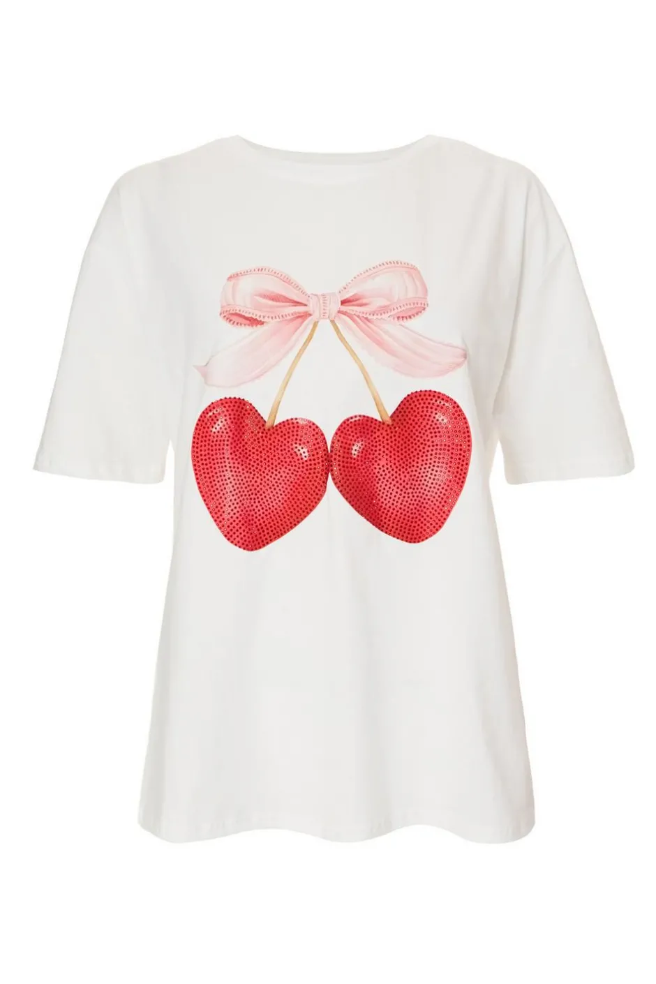 Quiz White Cherry Print Boxy Top Online