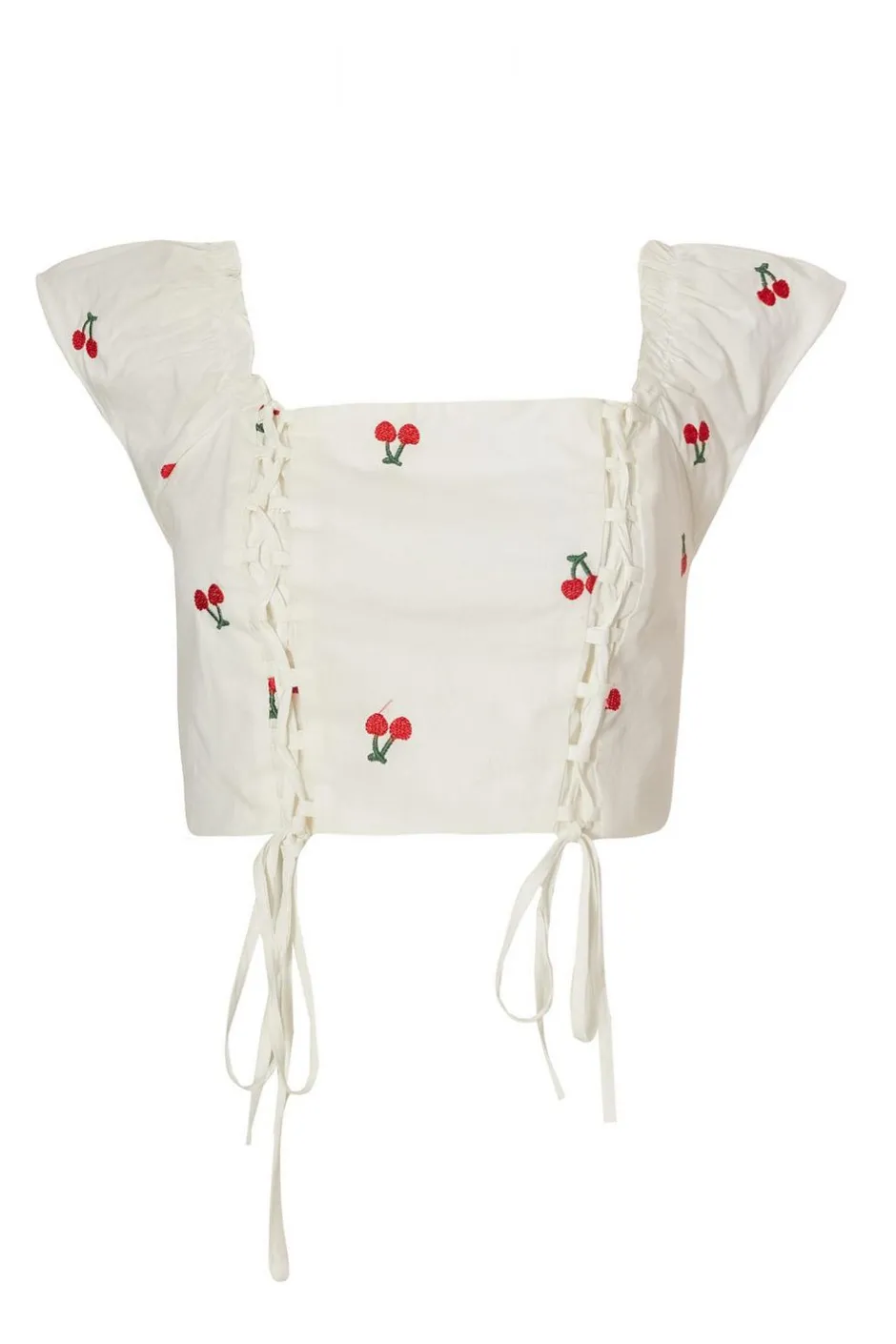 Quiz White Cherry Print Crop Top Discount