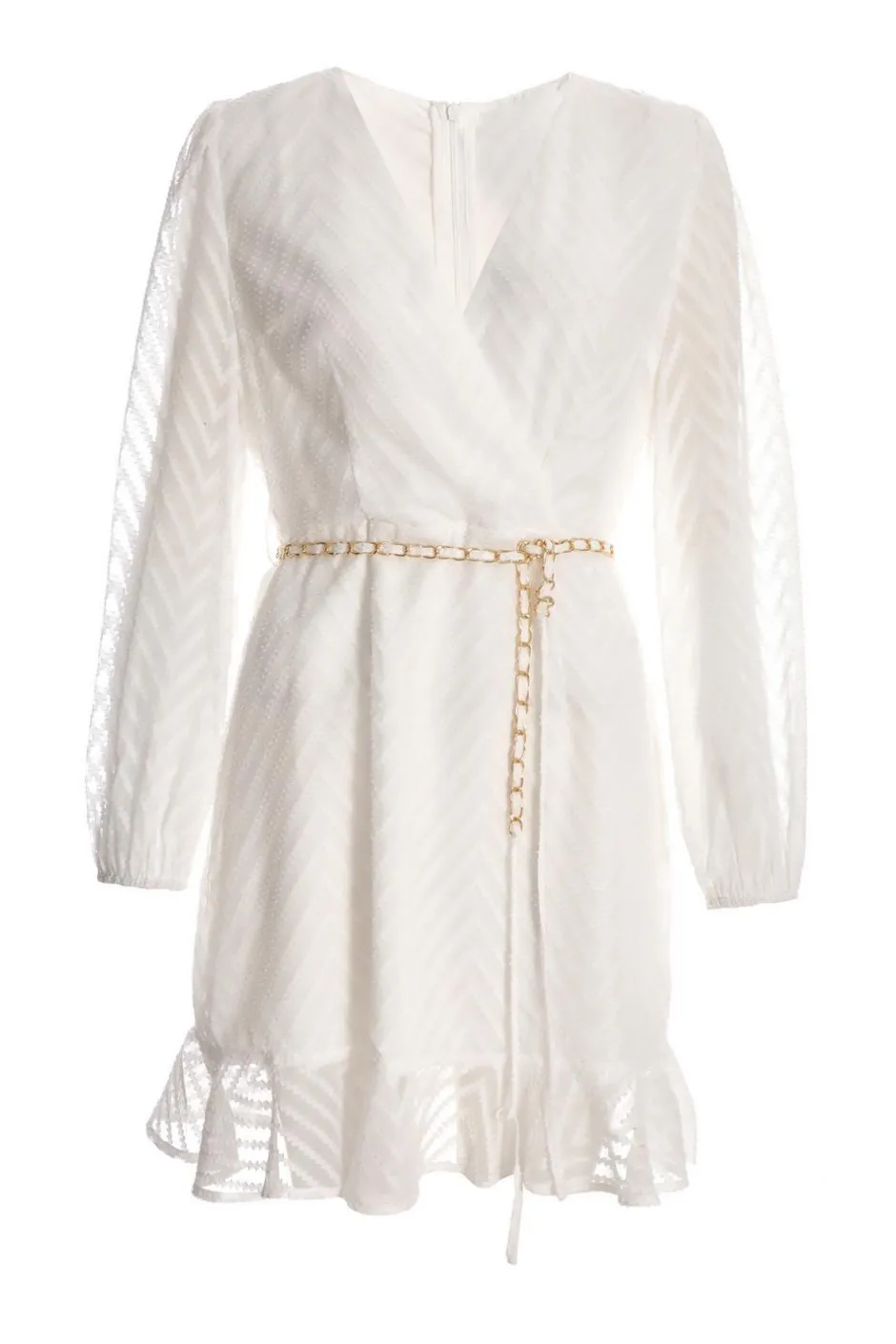 Quiz Chevron Skater Mini Dress White Sale