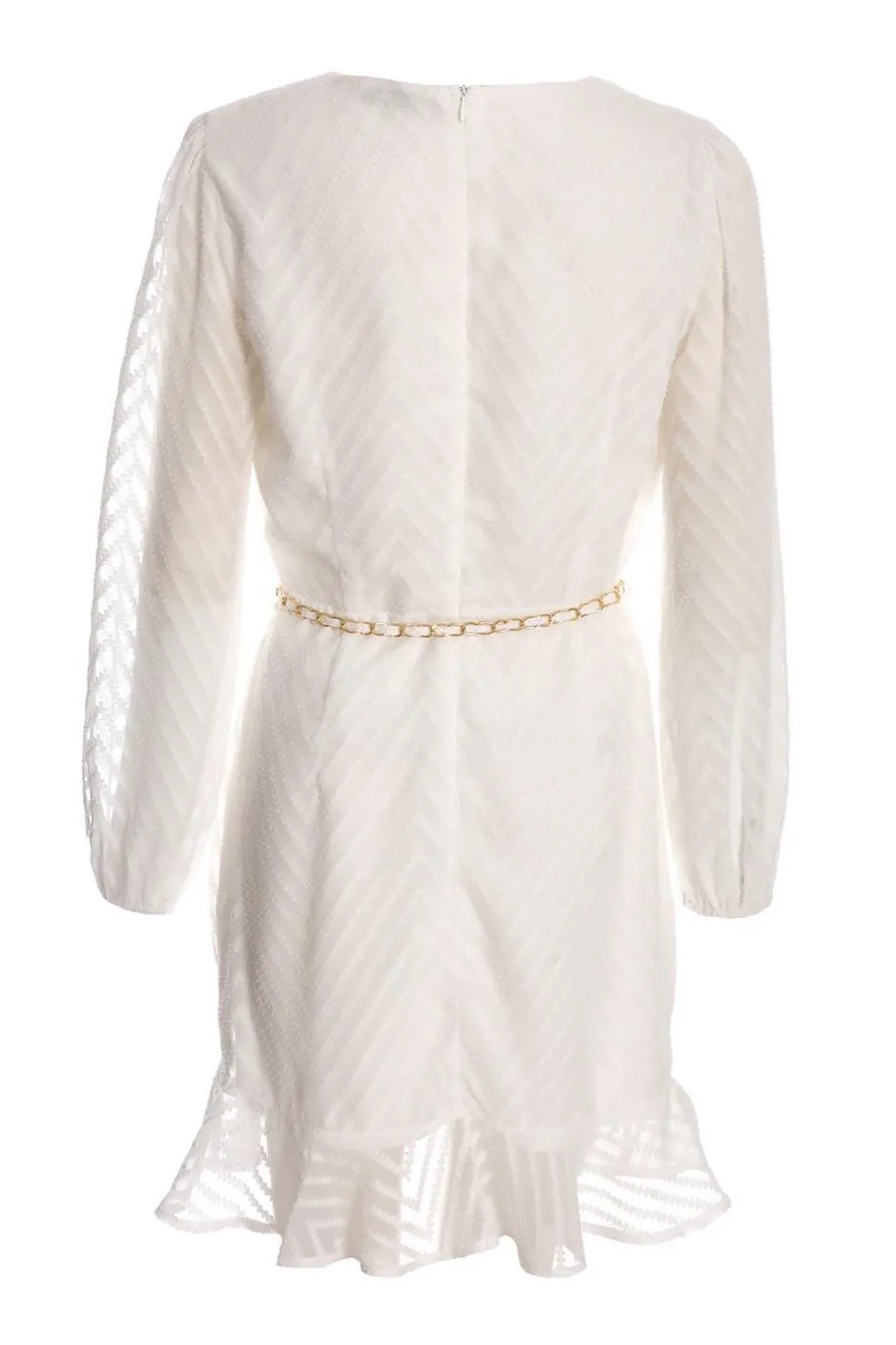 Quiz Chevron Skater Mini Dress White Sale