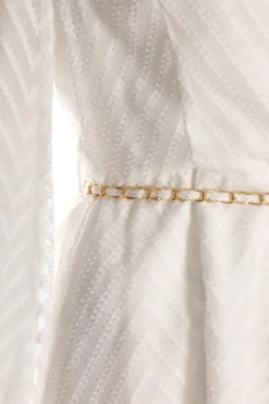Quiz Chevron Skater Mini Dress White Sale