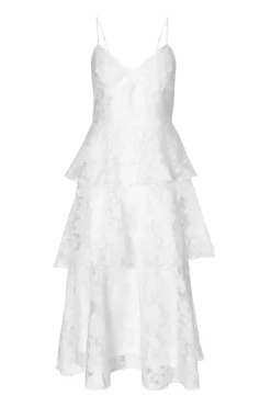 Quiz Chiffon Floral Midaxi Dress White Discount