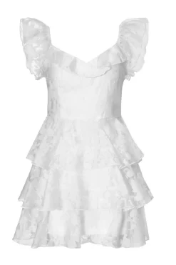 Quiz Chiffon Floral Skater Dress White Online