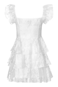 Quiz Chiffon Floral Skater Dress White Online