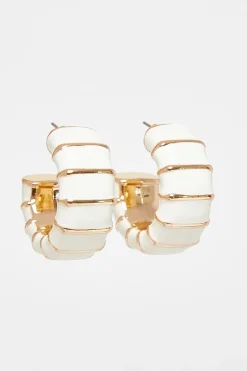Quiz Chunky Hoop Earrings White New