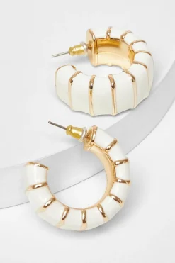 Quiz Chunky Hoop Earrings White New