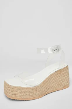 Quiz Clear Strap Wedges White