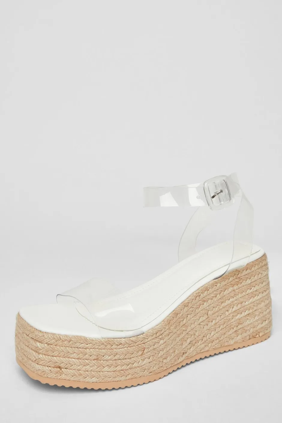 Quiz Clear Strap Wedges White
