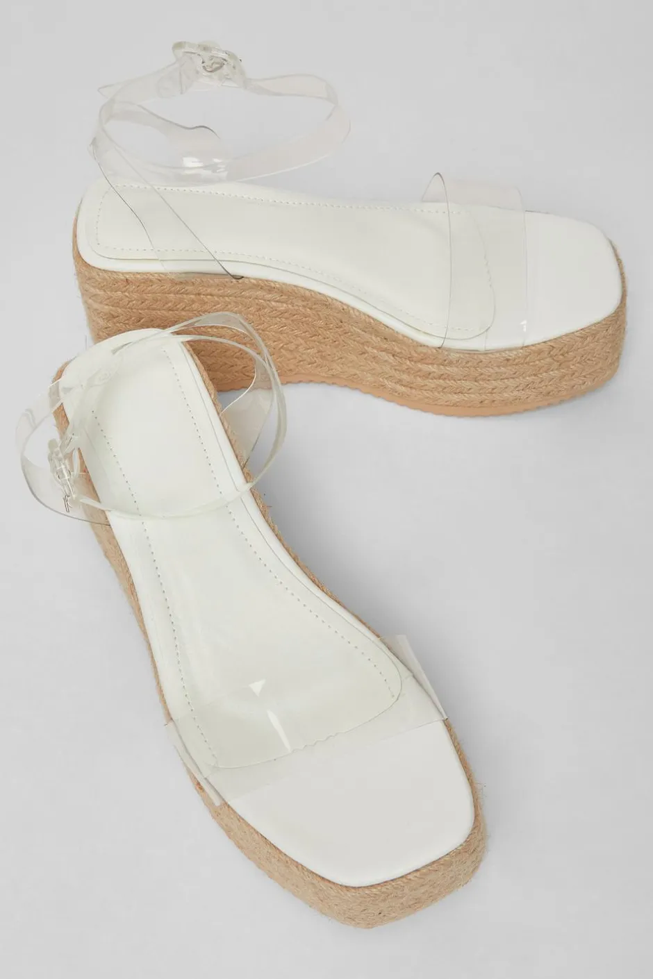 Quiz Clear Strap Wedges White