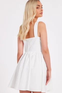 Quiz White Corset Detail Skater Dress Outlet