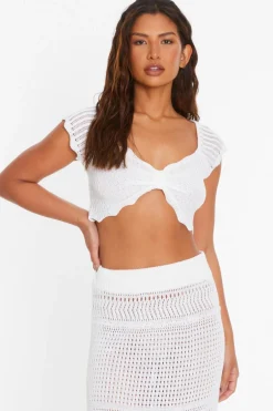 Quiz White Crochet Crop Top Sale