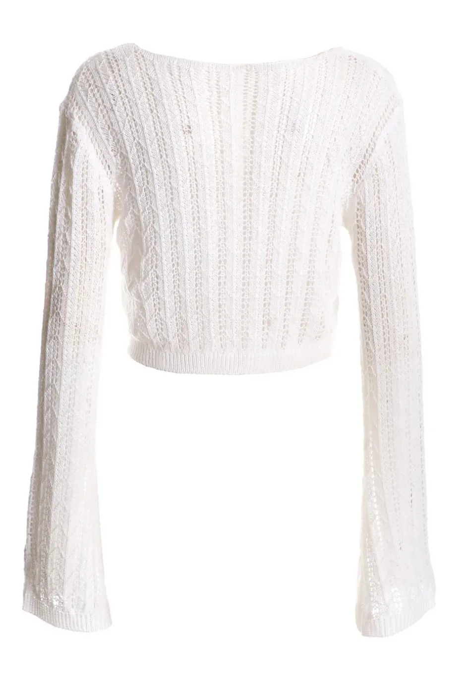 Quiz White Crochet Cropped Cardigan Hot