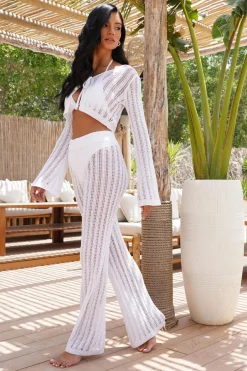 Quiz Crochet Knit Trousers White New