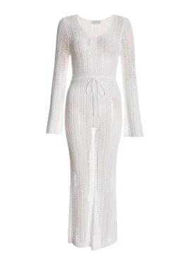 Quiz Crochet Maxi Dress White Sale