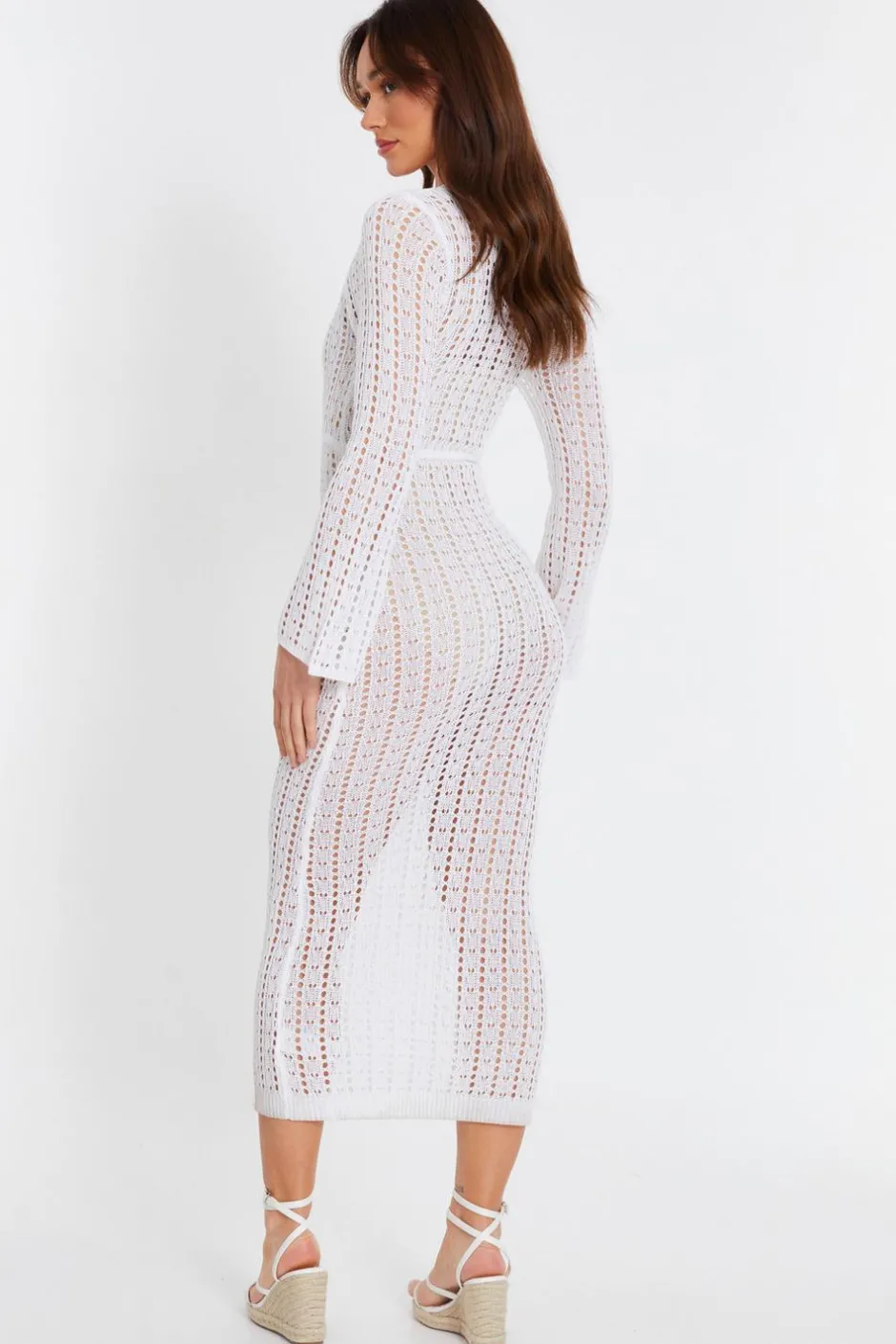 Quiz Crochet Maxi Dress White Sale