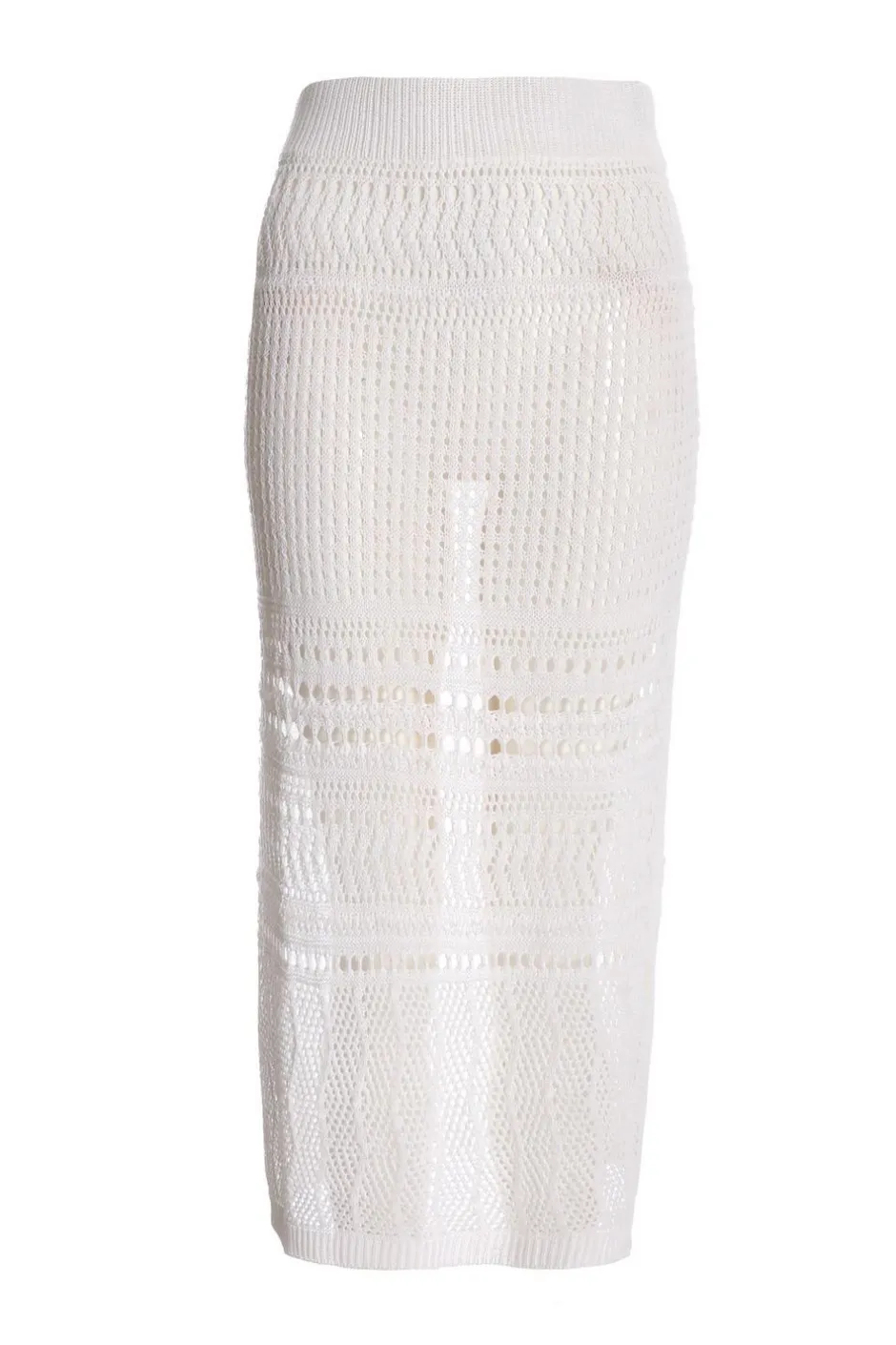 Quiz Crochet Midi Skirt White Hot