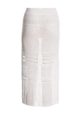 Quiz Crochet Midi Skirt White Hot