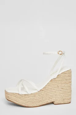 Quiz Cross Strap High Wedges White Clearance
