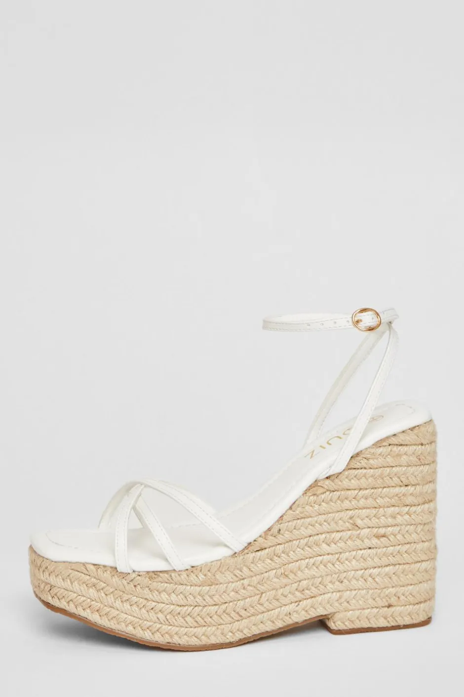 Quiz Cross Strap High Wedges White Clearance