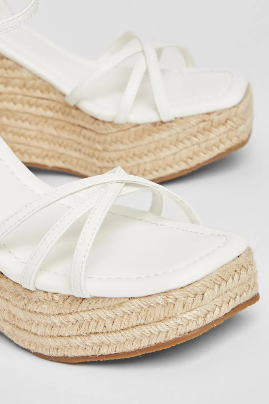 Quiz Cross Strap High Wedges White Clearance