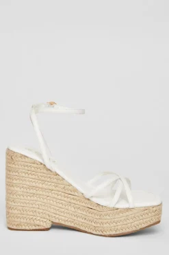 Quiz Cross Strap High Wedges White Clearance