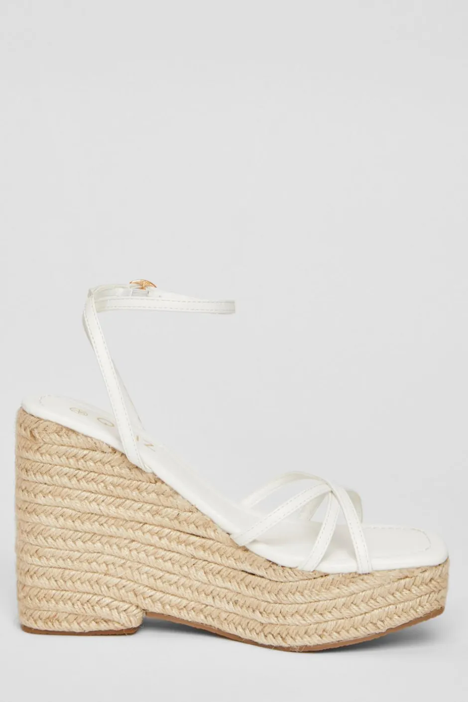 Quiz Cross Strap High Wedges White Clearance