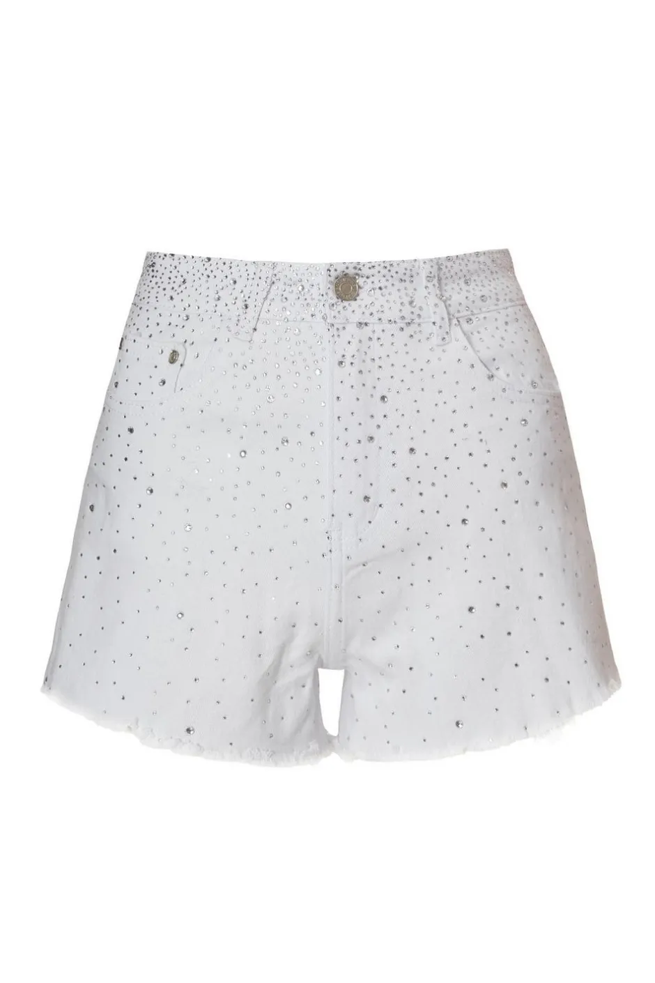Quiz White Denim Embellished Shorts Outlet
