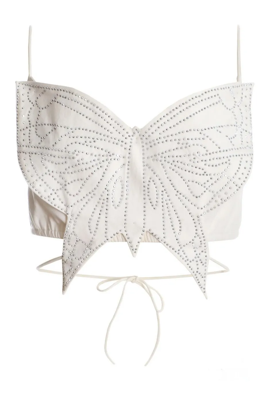 Quiz White Diamante Butterfly Tie Back Top Best