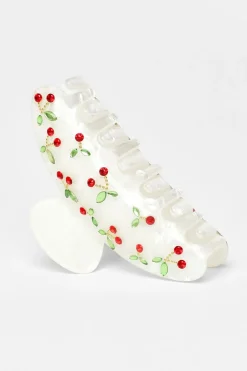 Quiz White Diamante Cherry Hair Claw Sale