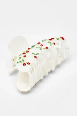 Quiz White Diamante Cherry Hair Claw Sale
