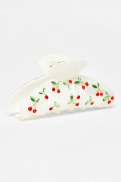 Quiz White Diamante Cherry Hair Claw Sale