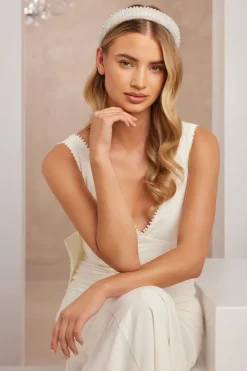 Quiz White Diamante Chunky Headband Sale