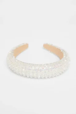 Quiz White Diamante Chunky Headband Sale