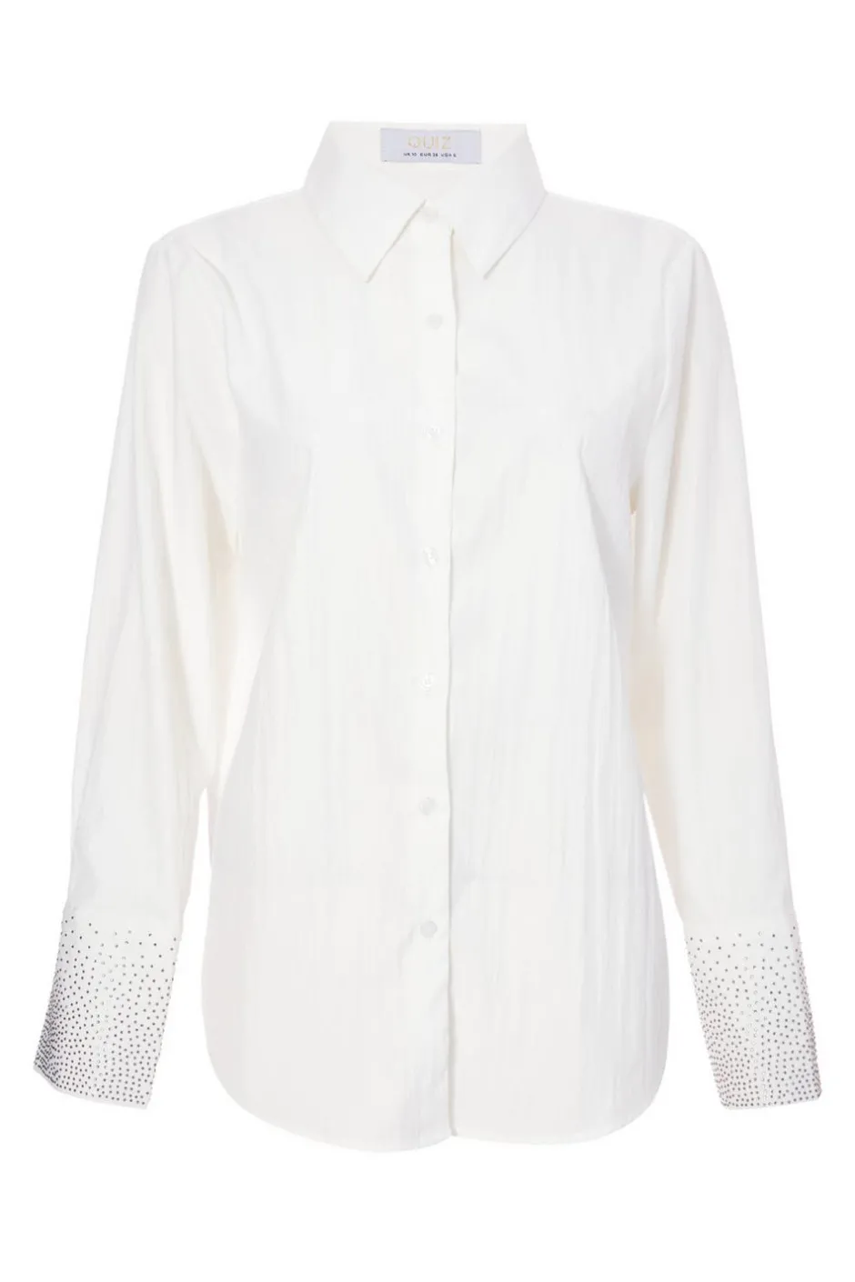 Quiz White Diamante Cuff Shirt Clearance