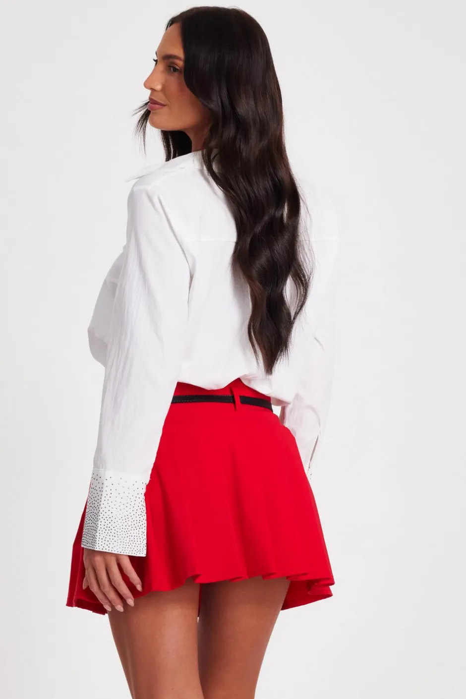 Quiz White Diamante Cuff Shirt Clearance