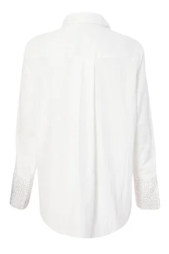 Quiz White Diamante Cuff Shirt Clearance
