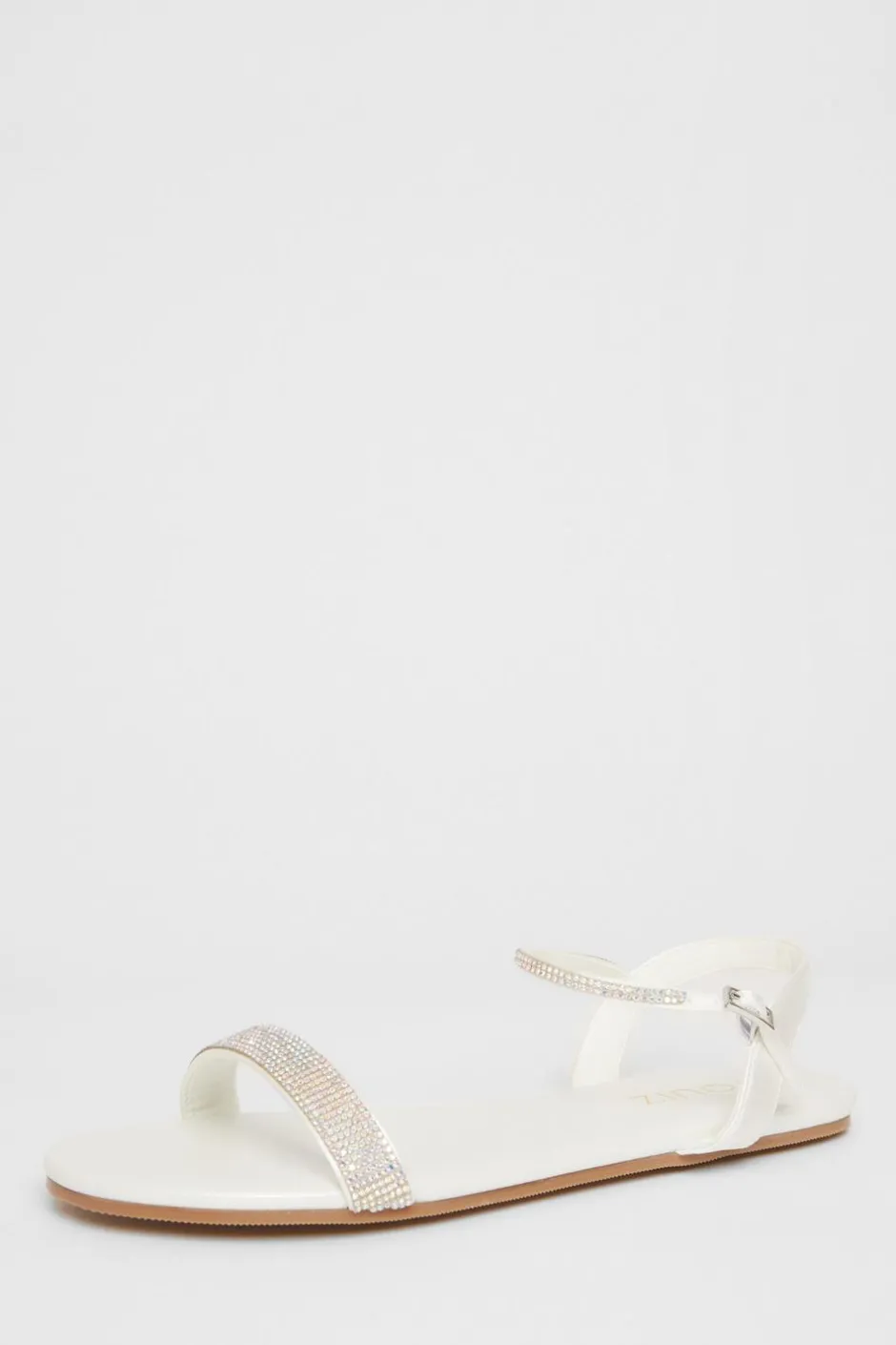 Quiz Diamante Flat Sandals White Sale