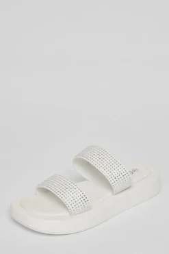 Quiz Diamante Flatform Sandals White Hot