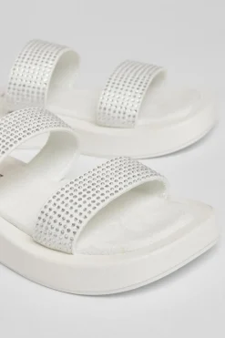 Quiz Diamante Flatform Sandals White Hot