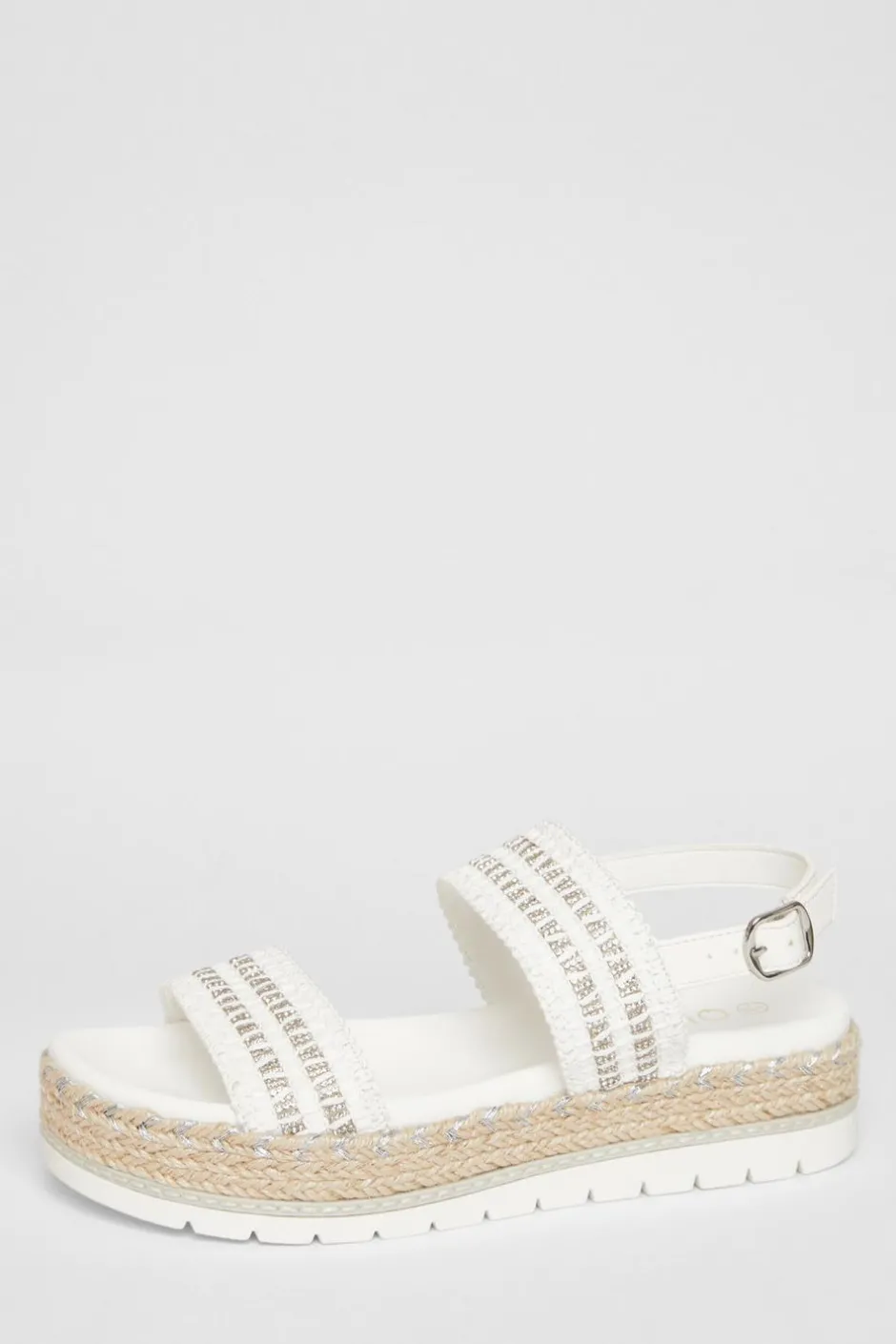 Quiz White Diamante Flatform Sandals Sale