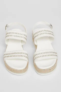 Quiz White Diamante Flatform Sandals Sale