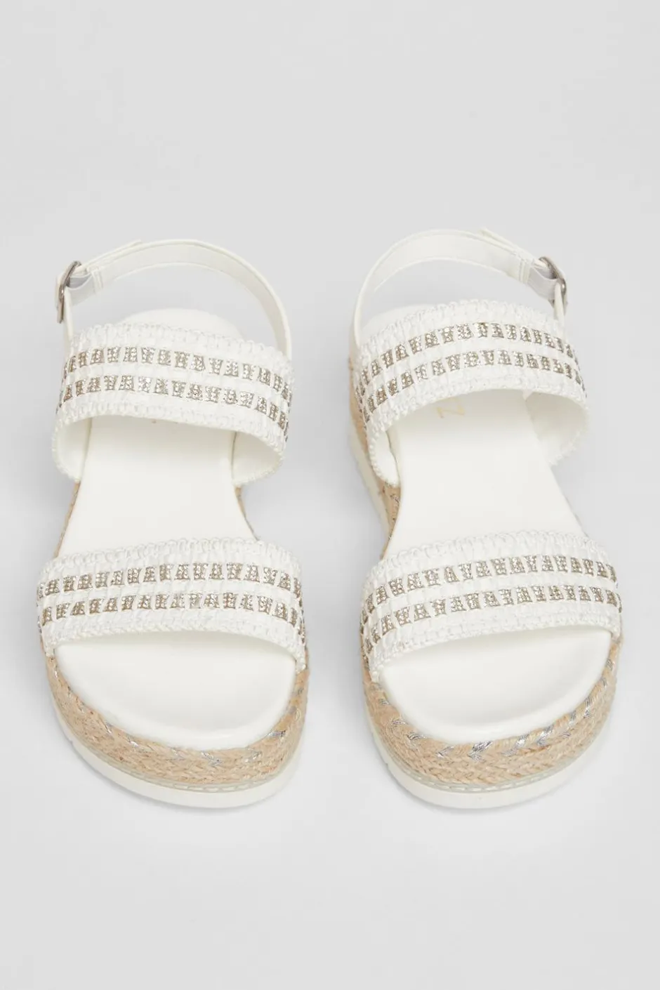 Quiz White Diamante Flatform Sandals Sale