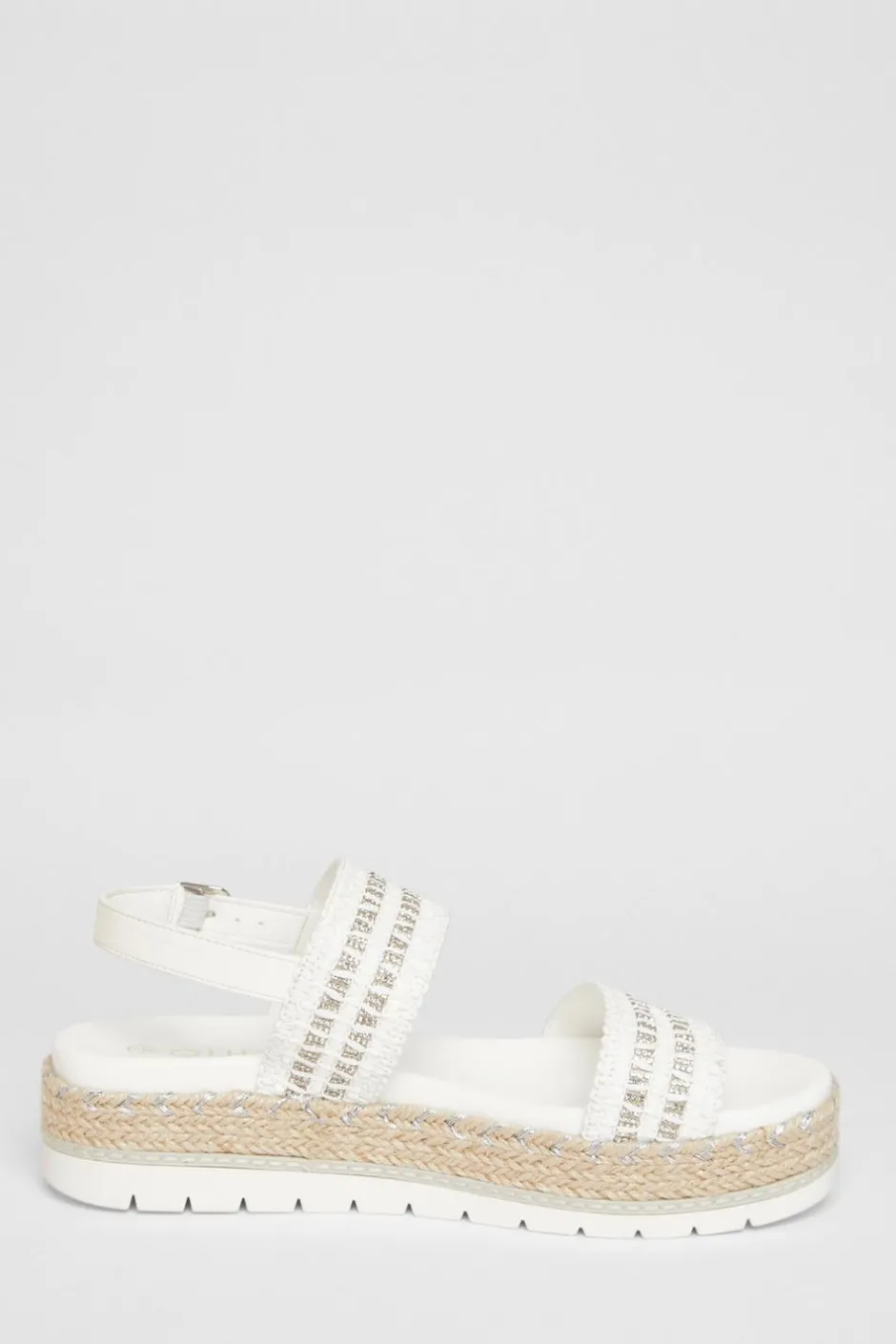 Quiz White Diamante Flatform Sandals Sale