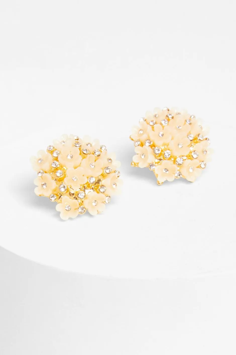 Quiz White Diamante Flower Earrings Online