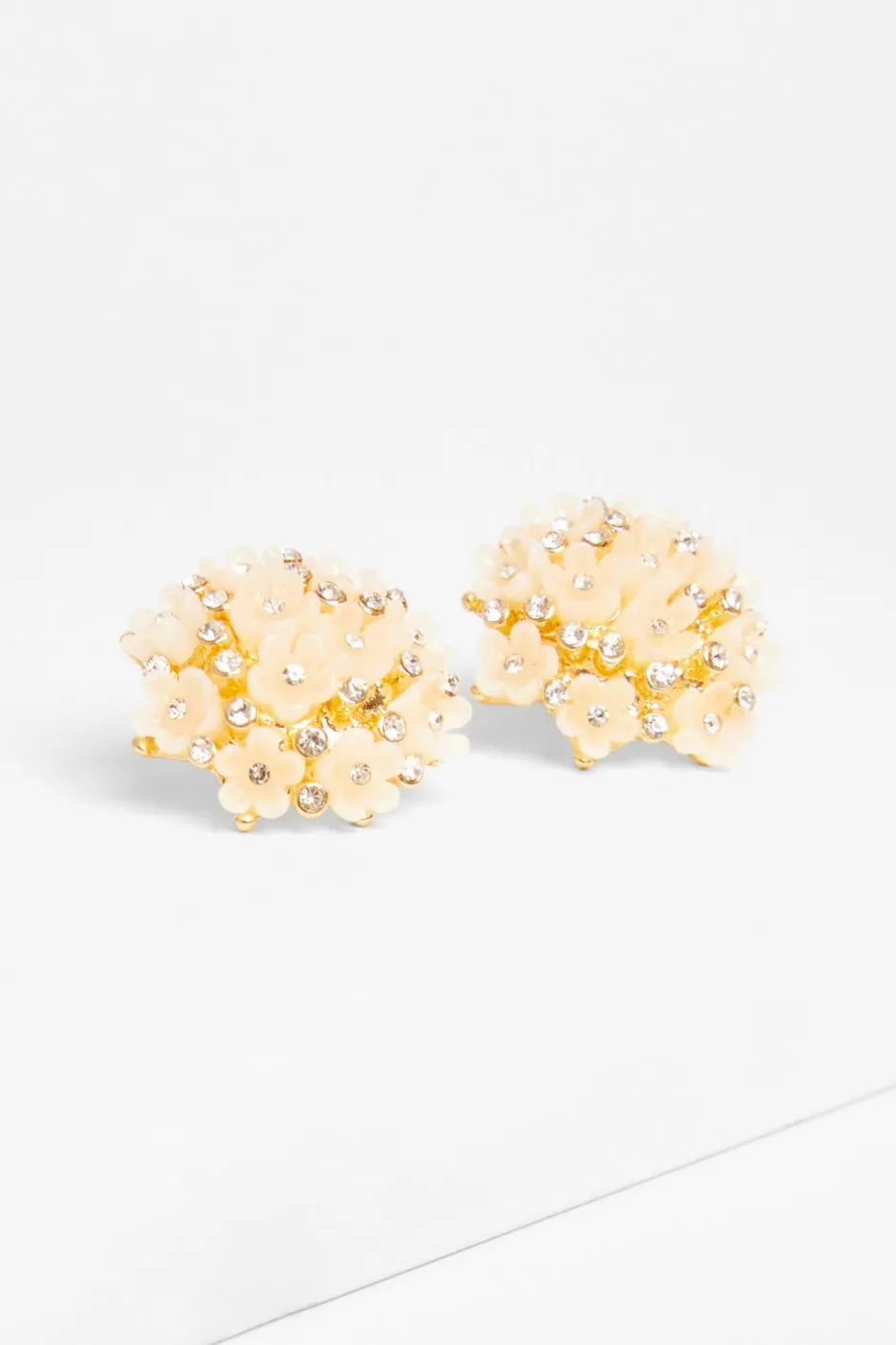 Quiz White Diamante Flower Earrings Online