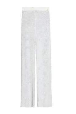 Quiz White Diamante Mesh Trousers Sale