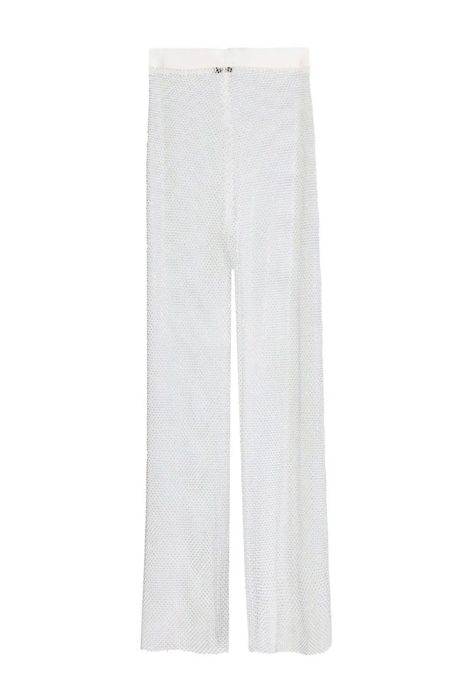Quiz White Diamante Mesh Trousers Sale