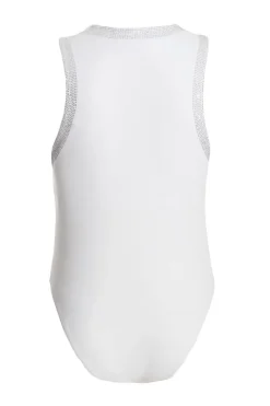 Quiz Diamante Trim Bodysuit White Clearance